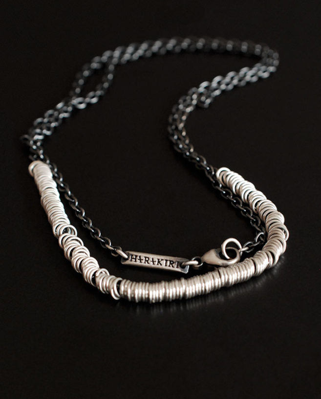 multi rings silver necklace