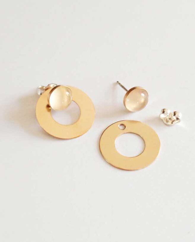 gold earrings and moonstone