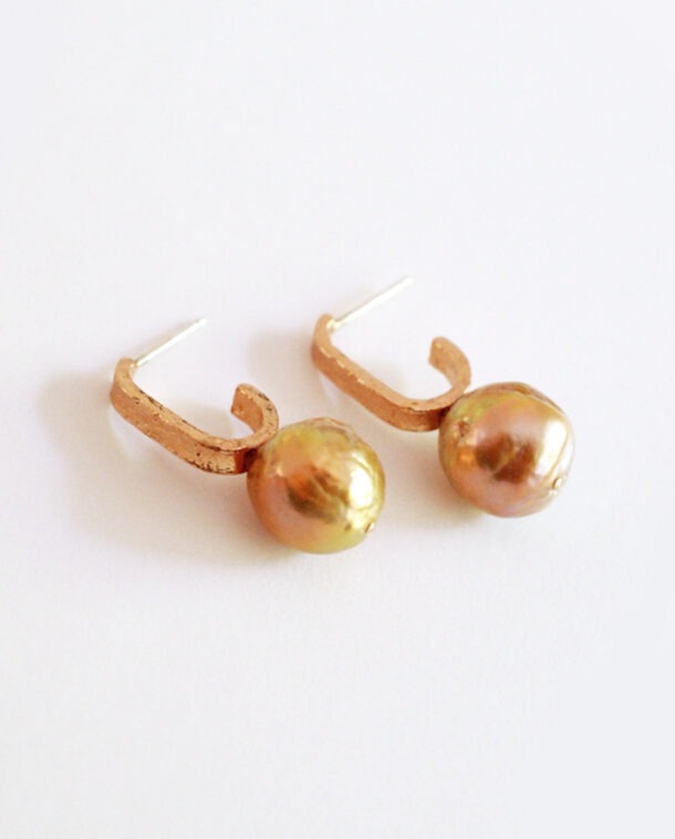 rose gold earrings pink pearls