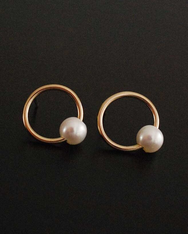 boucles d'oreilles anneaux or et perles