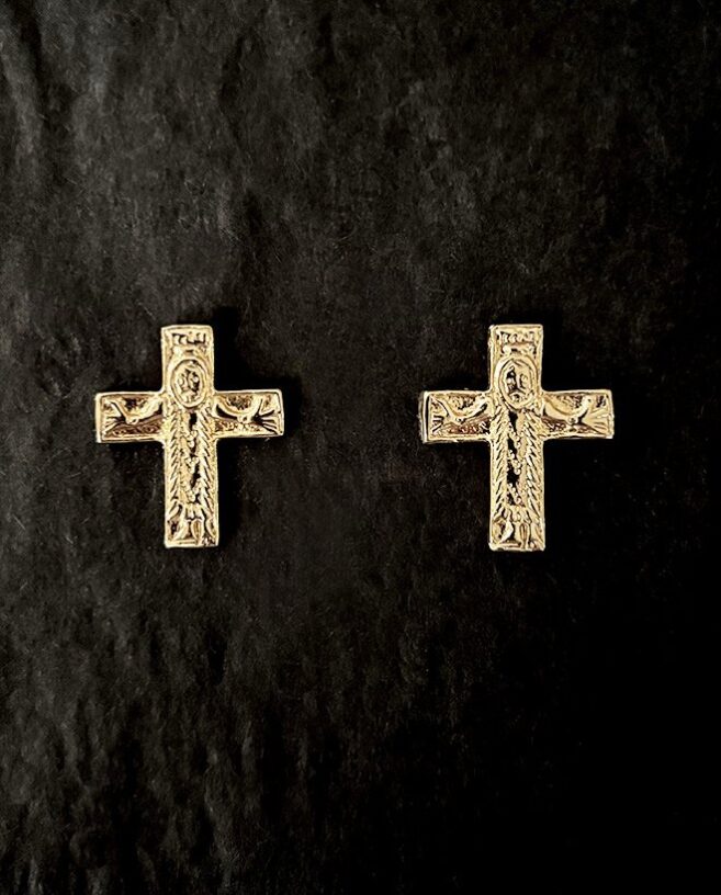 Antique cross earrings silver